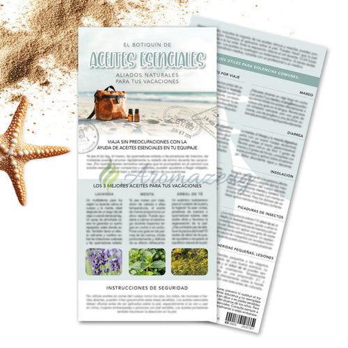 El botiquín de aceites esenciales: Aliados naturales para tus vacaciones - Informationskarte (Die ätherische