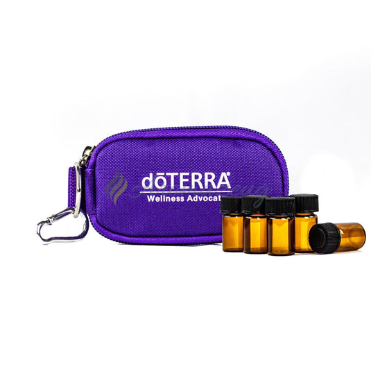 Kombipaket: 2 Ml Probeflaschen (Paket Von 10) & Schlüsselanhänger-Tasche Nylon Für 10 Lila Mit Logo