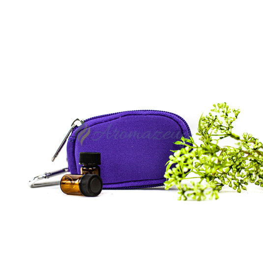 Kombipaket: 2 Ml Probeflaschen (Paket Von 8) & Schlüsselanhänger-Tasche Für 8 Dunkel Lila Tasche