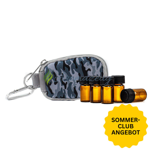 Kombipaket: 2ml Probeflaschen (Paket von 8) & Camouflage Schlüsselanhänger-Tasche - Taschen
