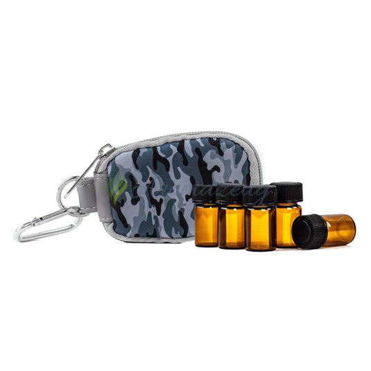 Kombipaket: 2ml Probeflaschen (Paket von 8) & Camouflage Schlüsselanhänger-Tasche - Taschen