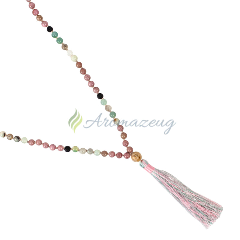 Laden Sie das Bild in Galerie -Viewer, Lava- Und Edelstein Diffuser Halskette Mit Quaste Poppy Zubehör
