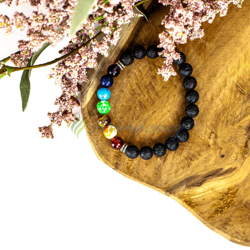 Laden Sie das Bild in Galerie -Viewer, Lavastein Chakra Armband Zubehör
