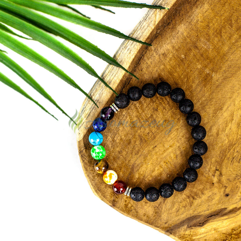 Laden Sie das Bild in Galerie -Viewer, Lavastein Chakra Armband Zubehör
