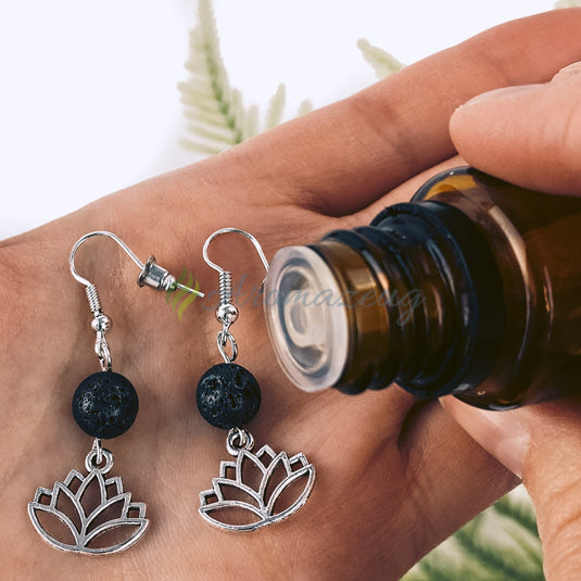 Lavastein Diffuser Ohrringe Lotus Schmuck