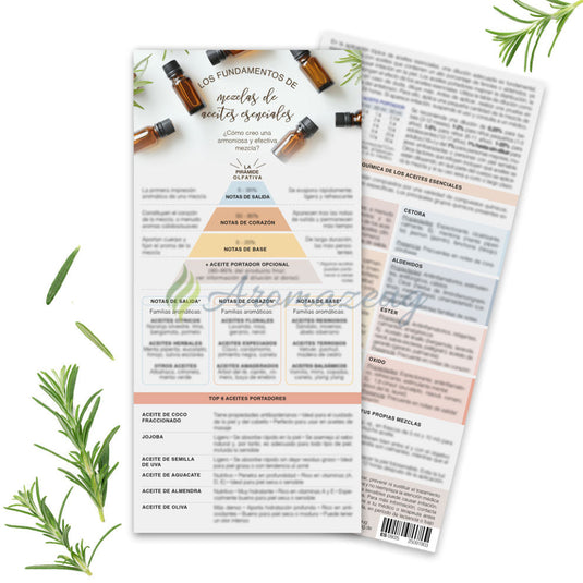 Los Fundamentos de mezclas de aceites esenciales - Informationskarte (Das kleine 1x1 der äth. Ölmischungen) Spanisch