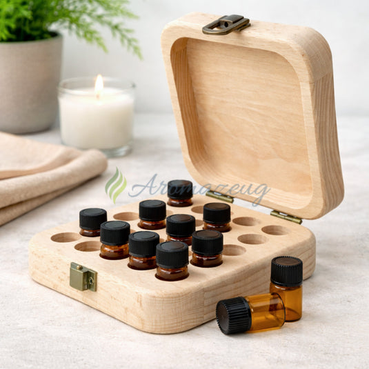 MARA Aufbewahrungskiste aus Pinienholz für 1 oder 2ml Flaschen – Aromazeug