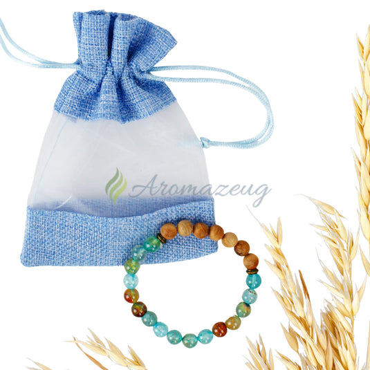 Limited Edition: Diffuser Armband ’Meer’ Mit Leinensäckchen Zubehör