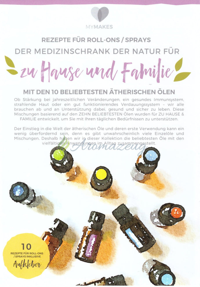 Mymakes Faltblatt Für Roll-Ons & Sprays: Medizinschrank Der Natur Zu Hause Und Familie (Paket Von