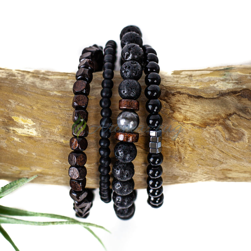 Laden Sie das Bild in Galerie -Viewer, Shadow Unisex 4-Teiliges Lavastein Diffuser Armband Set Zubehör
