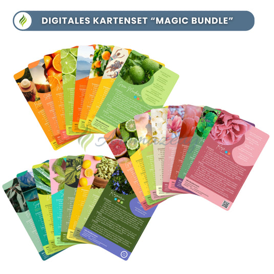DROPS OF MAGIC - Personalisierte digitale Infokarten zu ätherischen Ölen - Magic Bundle (3 Sets nach Wahl)