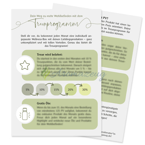 Treueprogramm (LRP) Erklärkarten für Neukunden Paket von 10 Für Berater