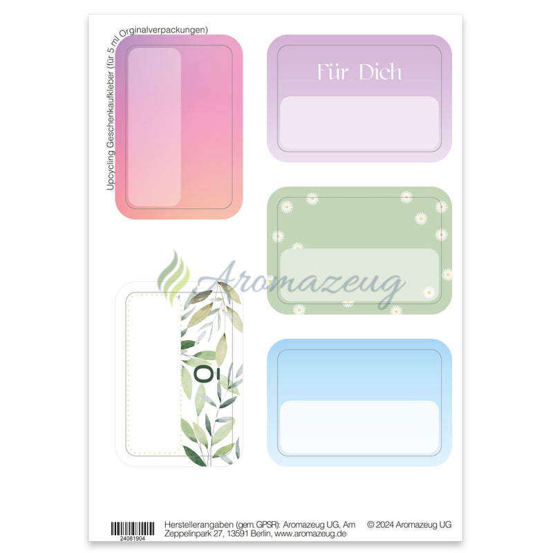 Laden Sie das Bild in Galerie -Viewer, Upcycling Geschenkaufkleber Für 5Ml Orginalverpackungen Aufkleber
