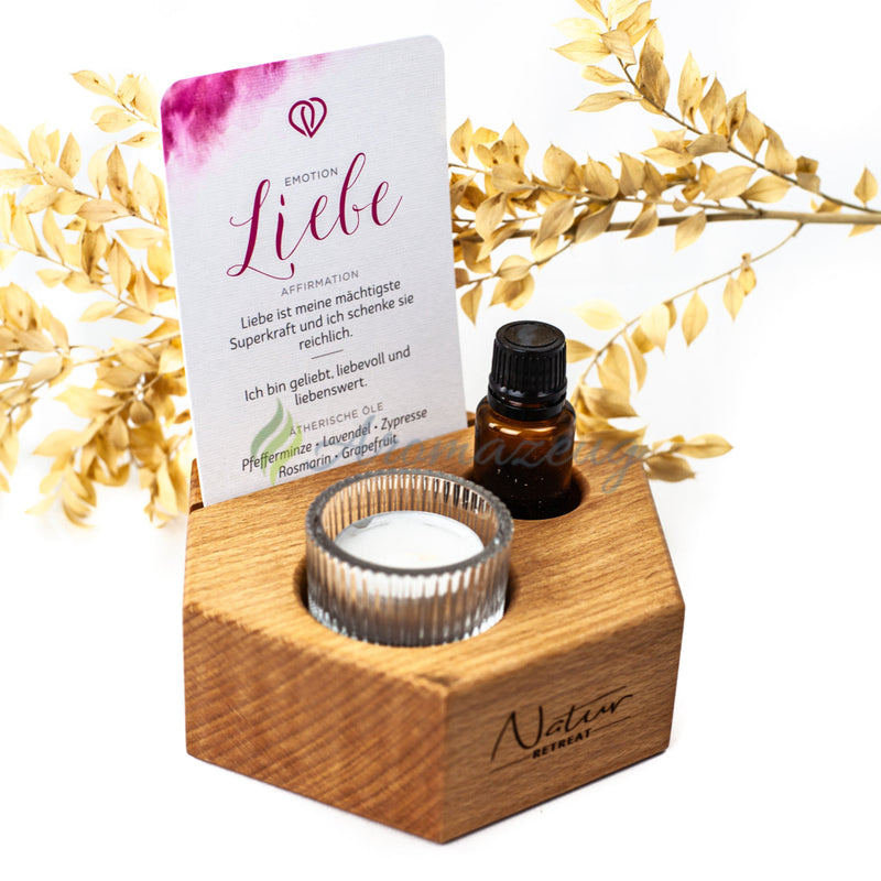 Laden Sie das Bild in Galerie -Viewer, Wabe Ritual Präsentationsständer Aus Buchenholz (5Cm Hoch) Für 1 X 15Ml Flasche Teelicht Und
