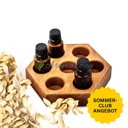WABE S1 Präsentationsständer aus Buchenholz (3cm hoch) für 7 x 15 ml Flaschen - Präsentationsständer
